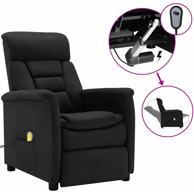 

Sillón masaje eléctrico reclinable piel sintética de ante negro