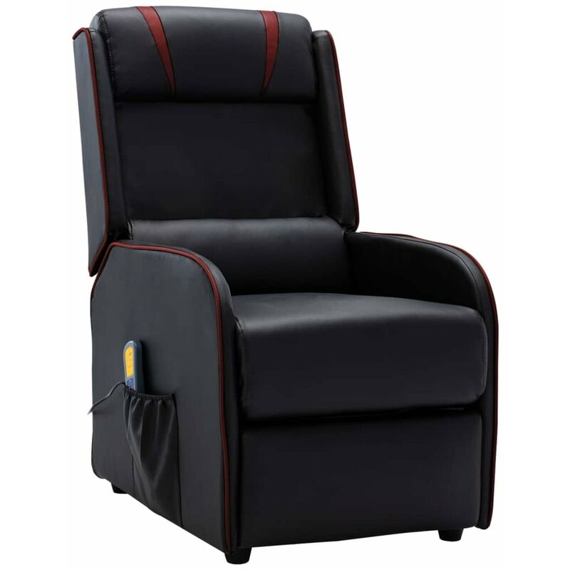 

Sillon masaje reclinable cuero sintetico negro y vino tinto