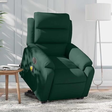 Sillón masaje reclinable elevable terciopelo verde oscuro