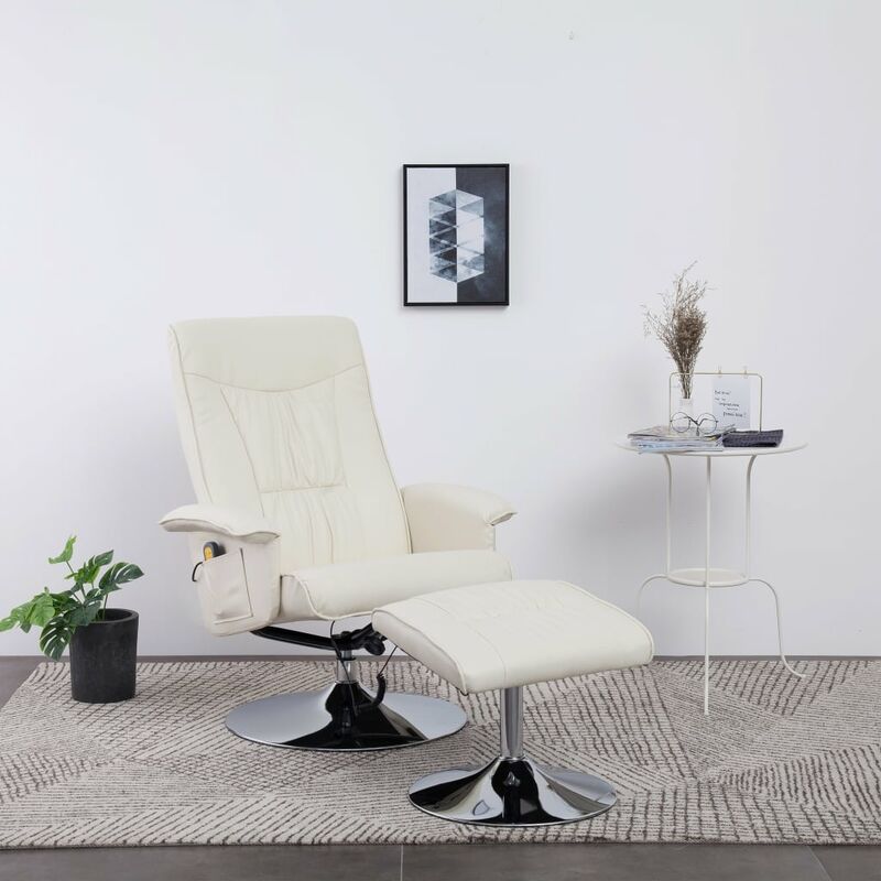 

Sillón masaje reclinable reposapiés cuero sintético color crema