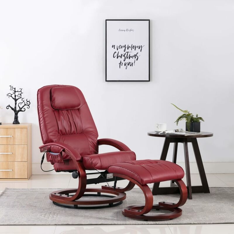 

Sillón masaje reclinable reposapiés cuero sintético color vino
