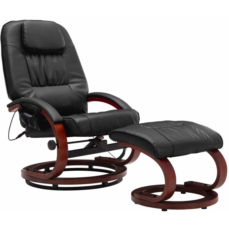 

Sillón de Masaje Reclinable con Reposapiés Cuero Sintético Negro - Negro - Vidaxl