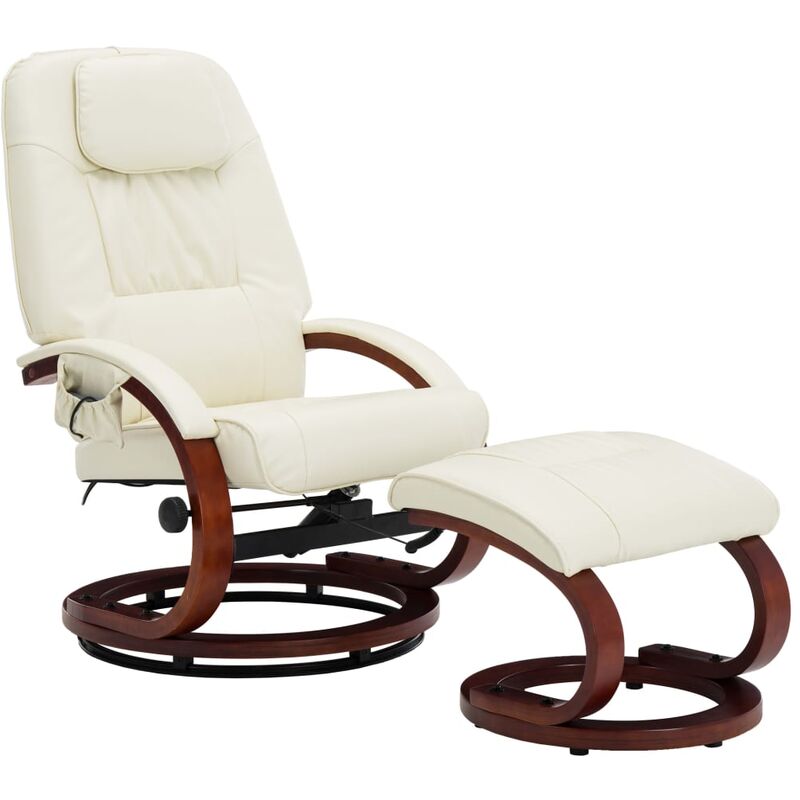 

Sillón de Masaje Reclinable con Reposapiés Cuero Sintético Blanco - Blanco - Vidaxl