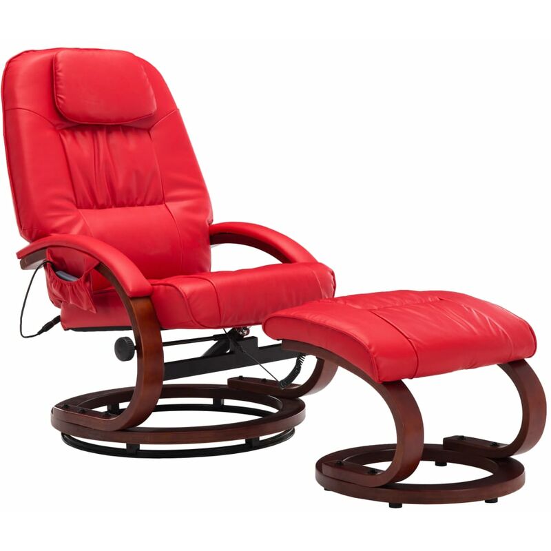 

Sillón de Masaje Reclinable con Reposapiés Cuero Sintético Rojo - Rojo - Vidaxl