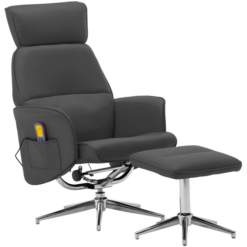 

Sillón masaje reclinable y reposapiés cuero sintético antracita