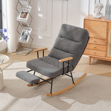 Sillón mecedora 116.84x60.33x21.59cm ergonómico inclinación por gravedad reposapiés extraíble Teddy color gris