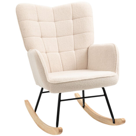 Sillón mecedora - 71 x 98 x 101 cm - capacidad de carga hasta 120 kg - polar bereber - beige