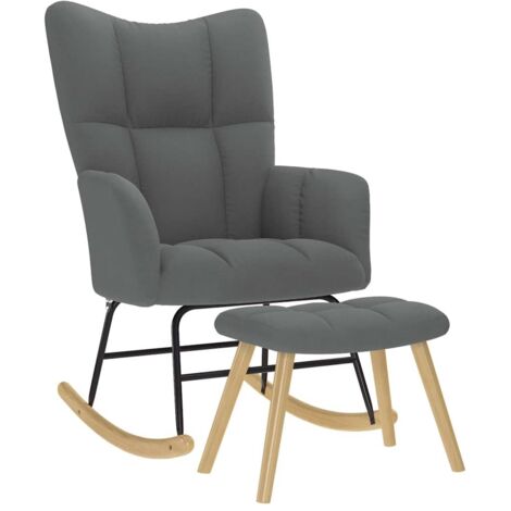 Sillón mecedora con taburete tela gris oscuro vidaXL