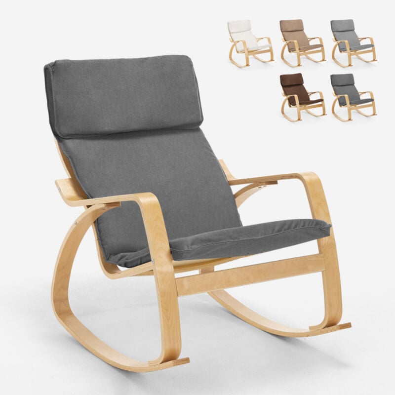 

Sillón mecedora de madera con diseño escandinavo Aalborg | Color: Gris