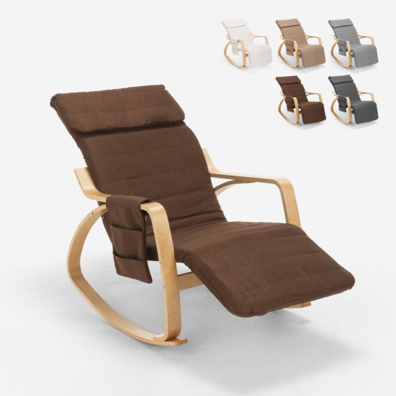 

Silla mecedora madera diseño escandinavo reposapiés ajustable Odense | Color: Marrón