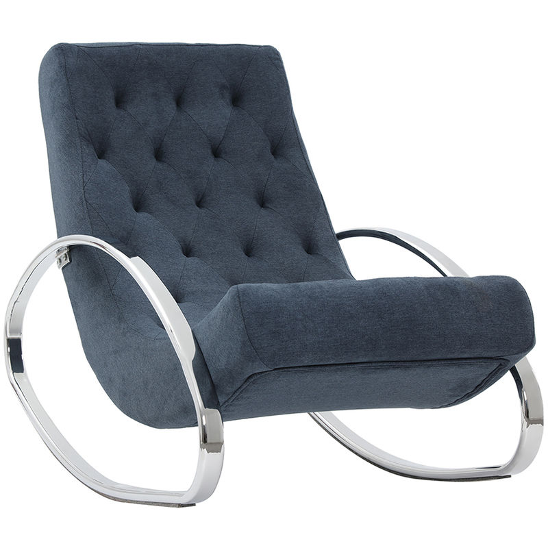 

Sillón mecedora moderno efecto terciopelo azul CHESTY