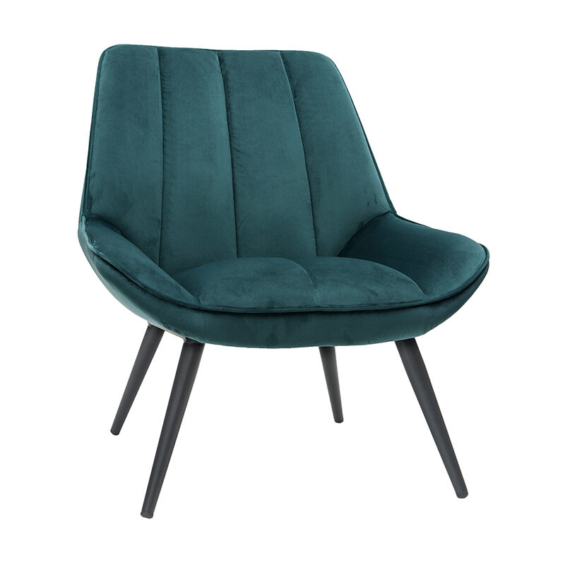 

Sillón moderno en tejido efecto terciopelo azul petróleo BILLIE