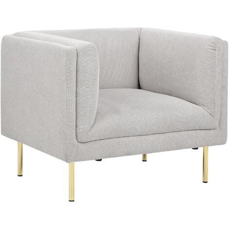 Sillón moderno tapizado con reposabrazos de tela gris Moen