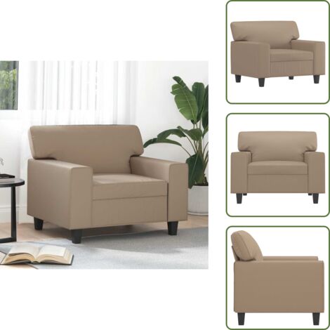 Sillón moderno - vidaXL Sillón cuero sintético color capuchino 60 cm - Sillón de sala