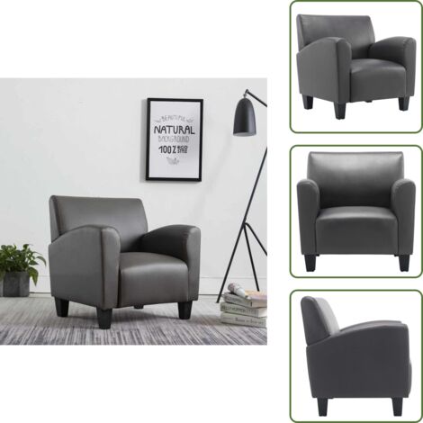 Sillón moderno - vidaXL Sillón de cuero sintético gris - Sillón ergonómico