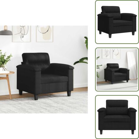 Sillón moderno - vidaXL Sillón de tela de microfibra negro 60 cm - Sillón de casa