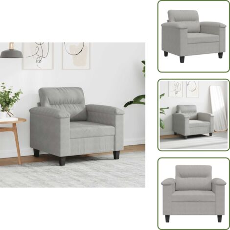 Sillón moderno - vidaXL Sillón de tela microfibra gris claro 60 cm - Sillón de casa