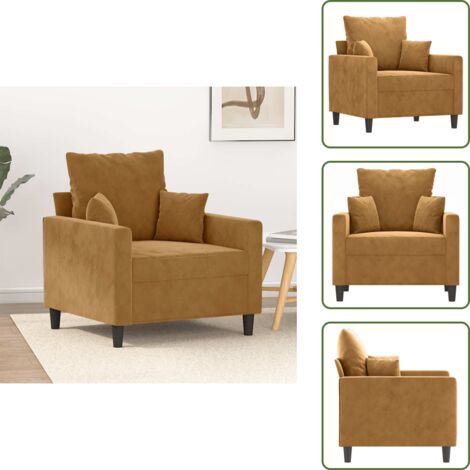 Sillón moderno - vidaXL Sillón de terciopelo marrón 60 cm - Sillón cómodo