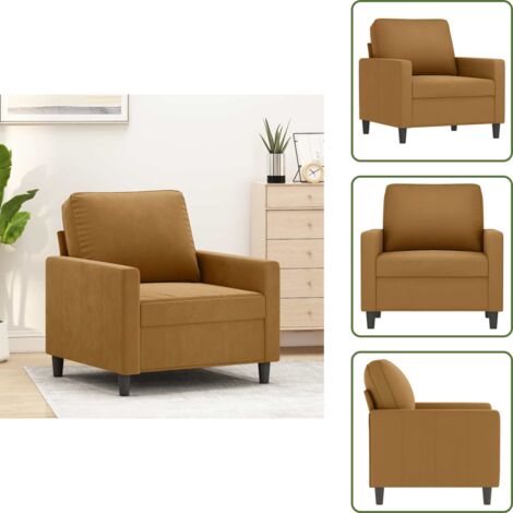 Sillón moderno - vidaXL Sillón de terciopelo marrón 60 cm - Sillón cómodo