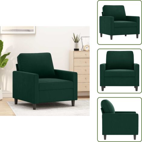 Sillón moderno - vidaXL Sillón de terciopelo verde oscuro 60 cm - Sillón de lectura