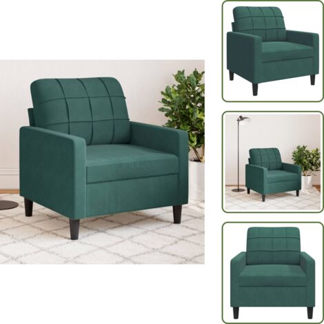 Sillón moderno - vidaXL Sillón de terciopelo verde oscuro 60 cm - Sillón de madera