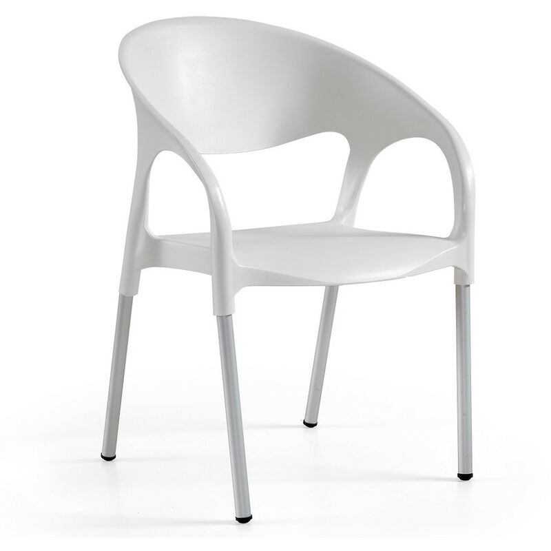 

Sillón MOON, aluminio, polipropileno blanco*