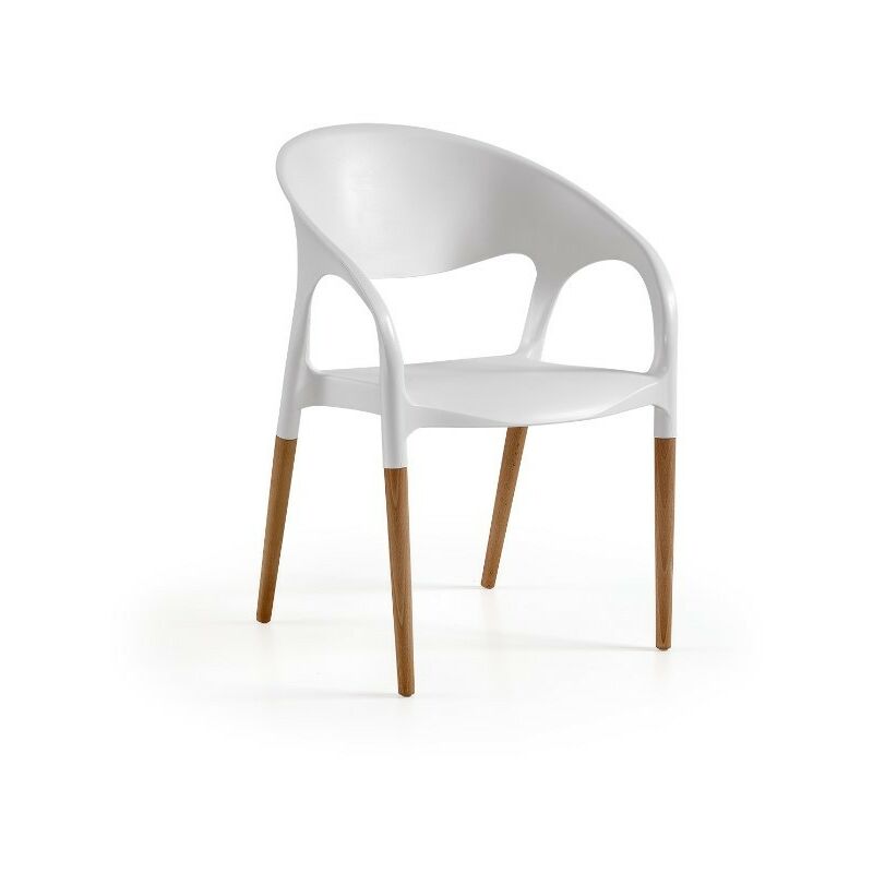 

Sillón MOON, madera, polipropileno blanco