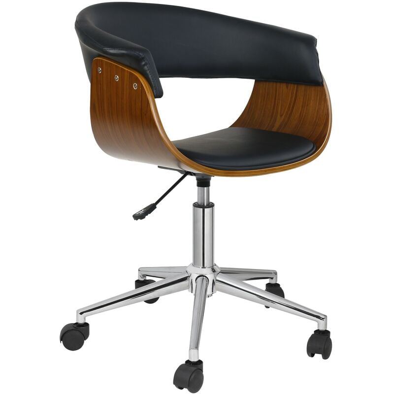 

Bh Design - Sillón MUNICH, giratorio, madera nogal, similpiel negra