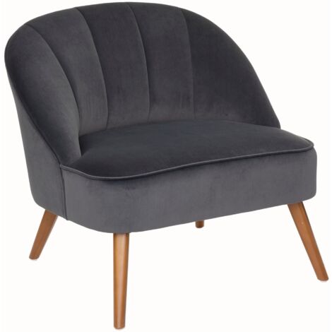 Sillón Naova - terciopelo - patas de imitación de madera gris - Atmosphera créateur d'intérieur