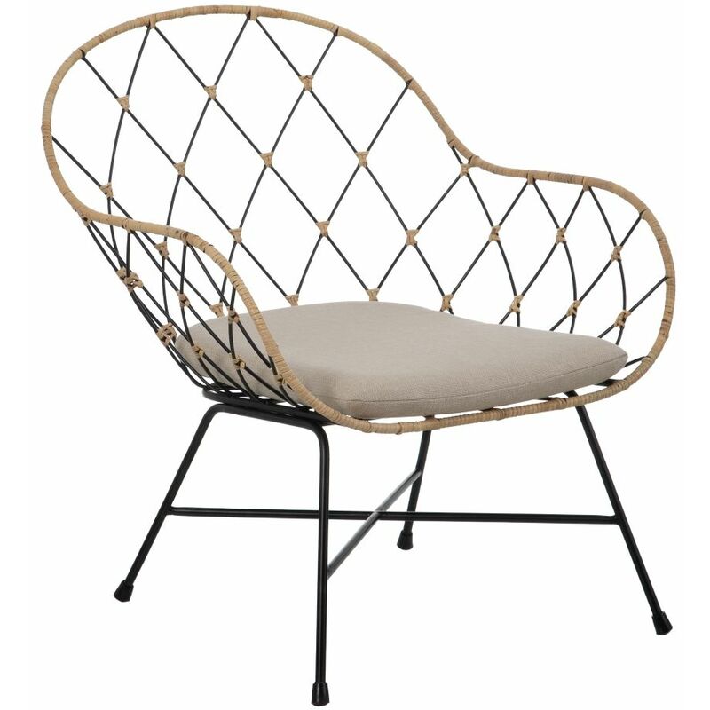 

Sillón Natural-Negro Ratán/Metal Salón 62 X 66 X 72 Cm