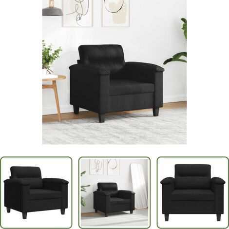 Sillón negro -  Sillón de tela de microfibra negro 60 cm