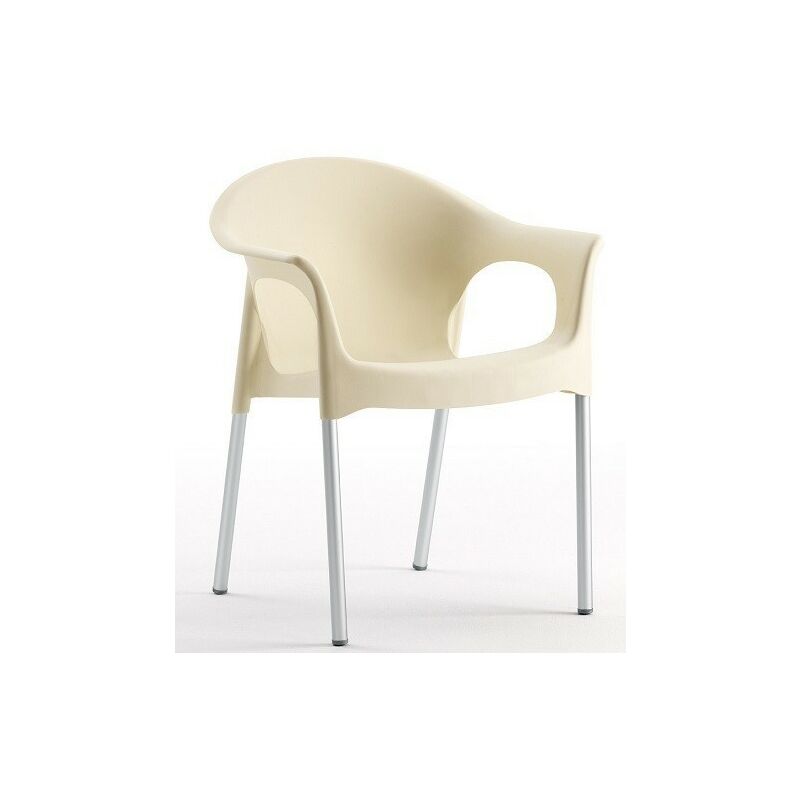 

Sillón NILO, aluminio, apilable, polipropileno beige
