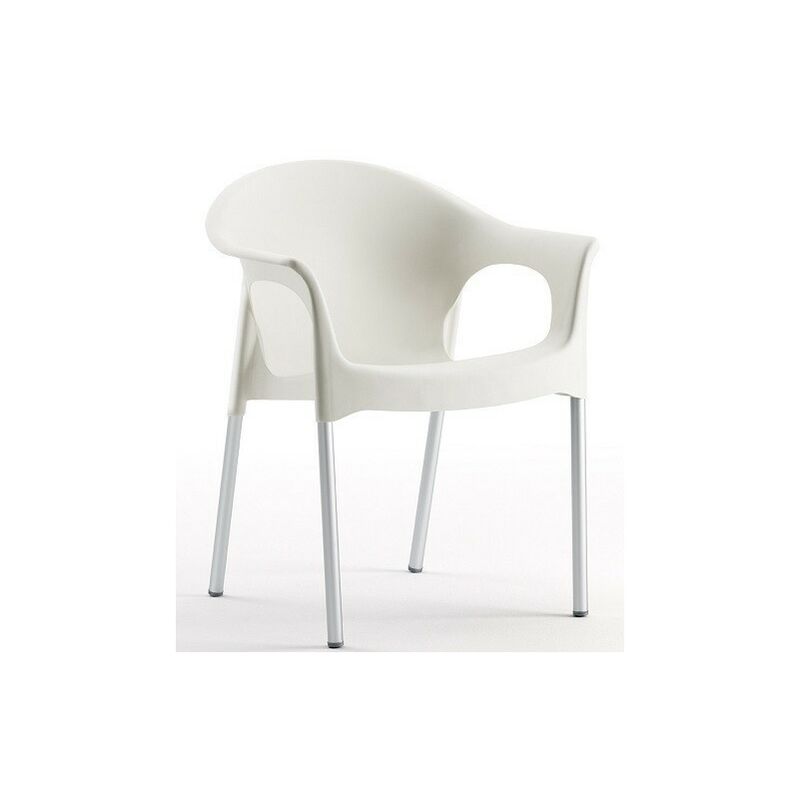

Sillón NILO, aluminio, apilable, polipropileno blanco