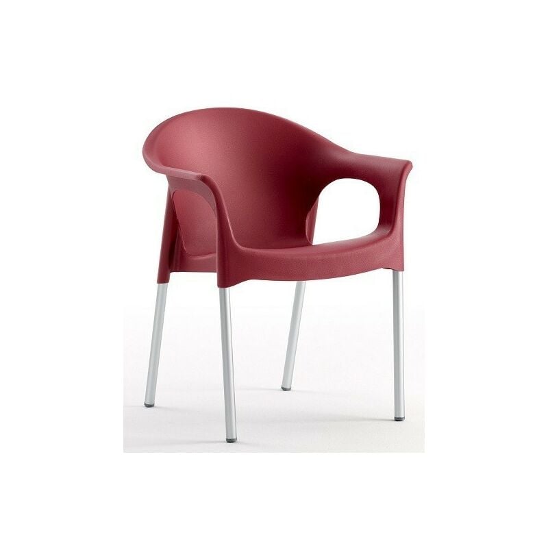 

Sillón NILO, aluminio, apilable, polipropileno burdeos*