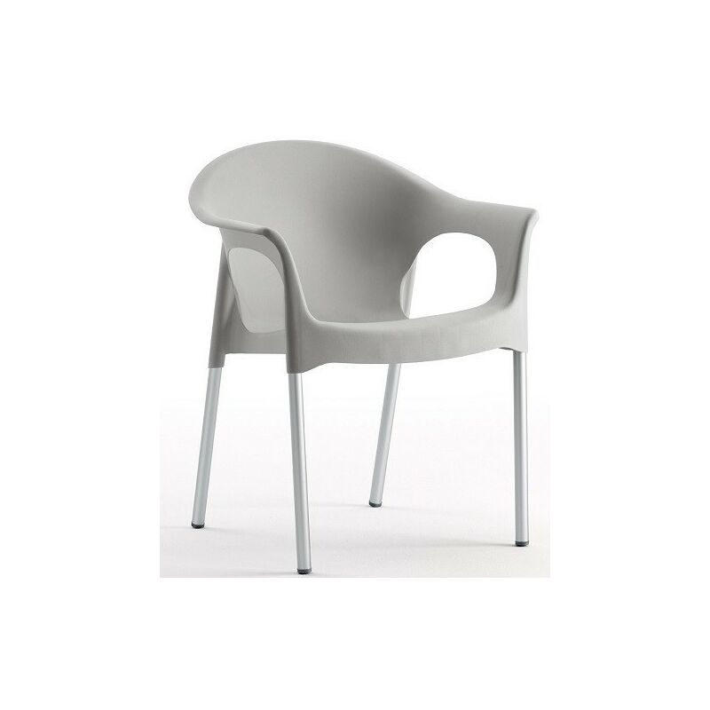 

Sillón NILO, aluminio, apilable, polipropileno gris*