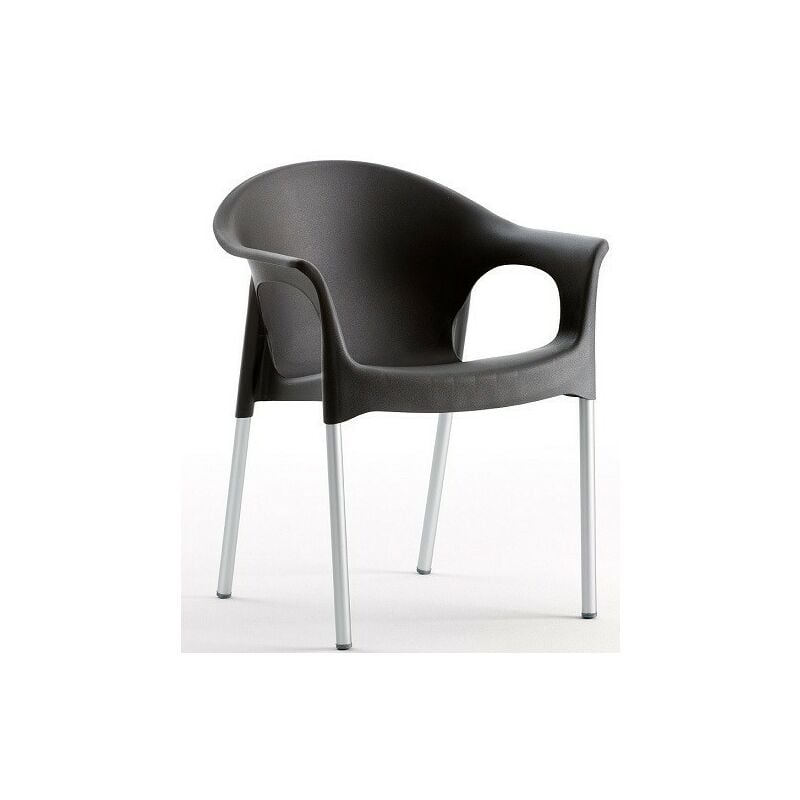 

Sillón NILO, aluminio, apilable, polipropileno negro*