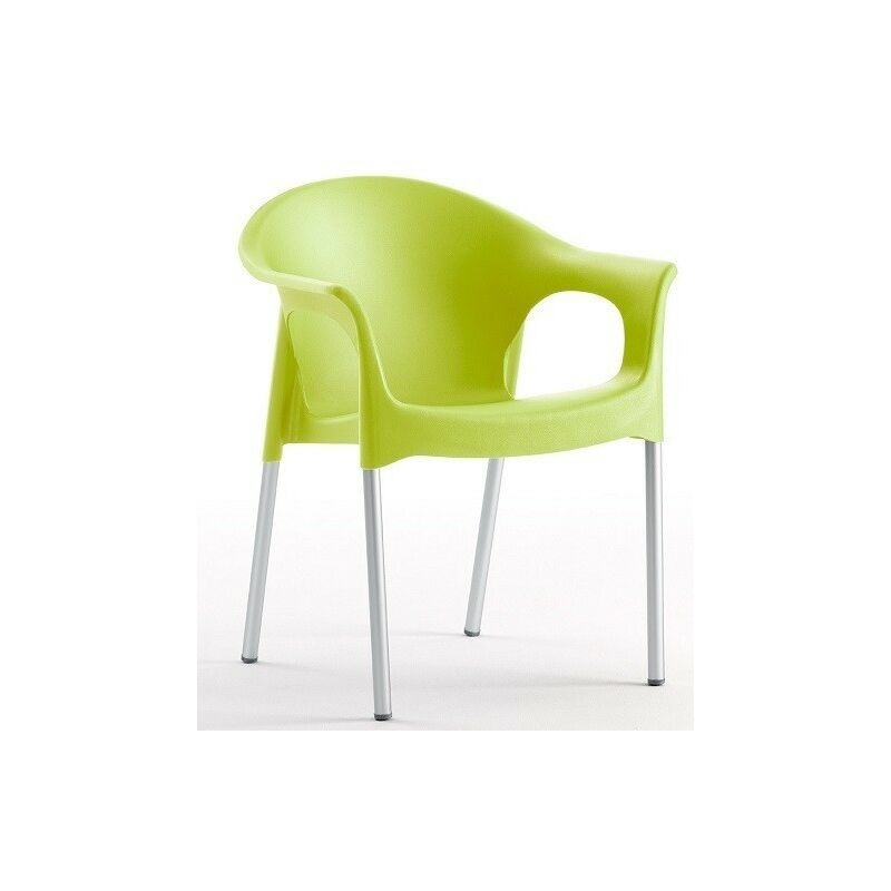 

Sillón NILO, aluminio, apilable, polipropileno verde lima*