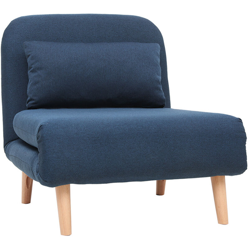 

Miliboo - Sillón nórdico convertible tejido azul oscuro AMIKO