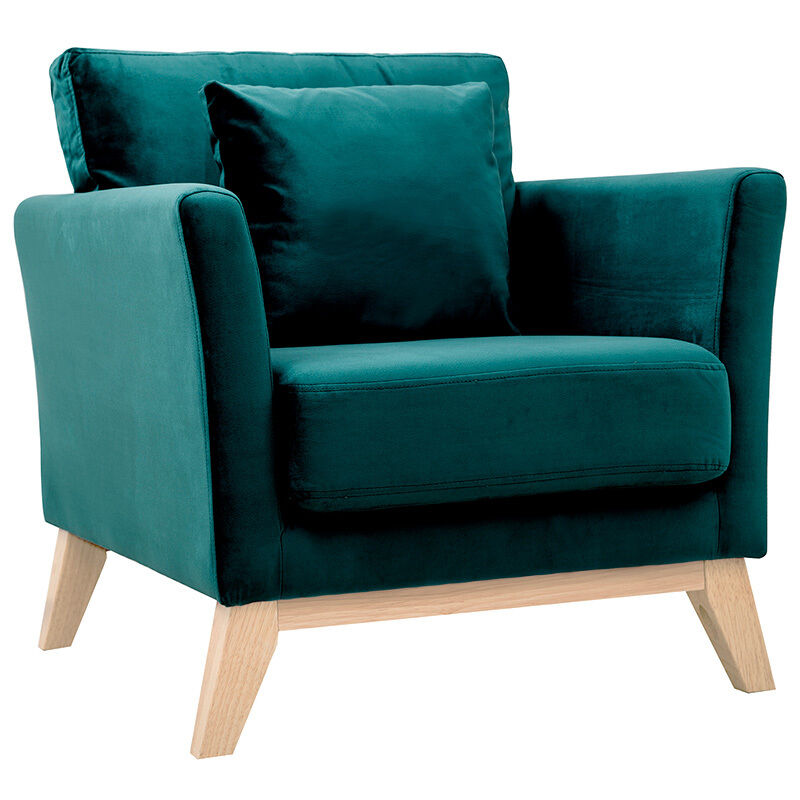 

Sillón nórdico desenfundable terciopelo azul petróleo OSLO