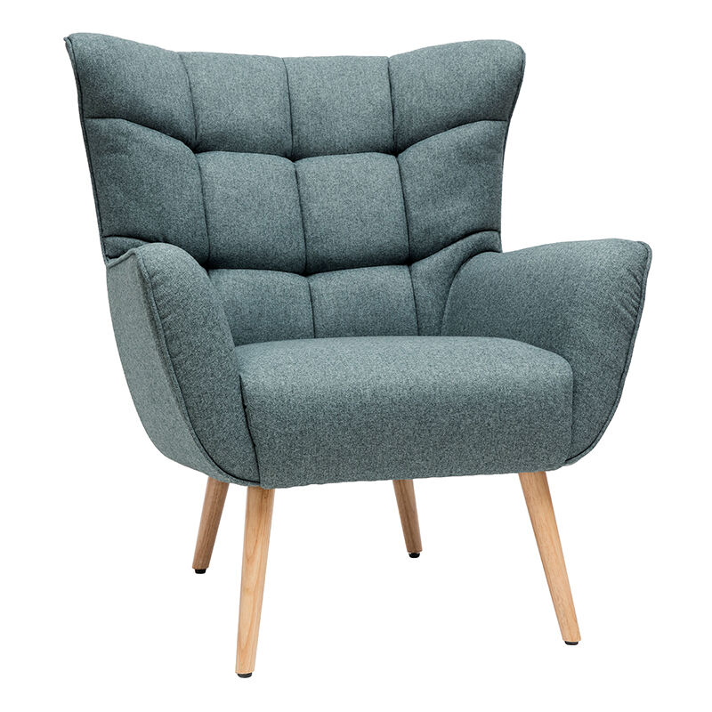 

Sillón nórdico en tejido verde y madera AVERY