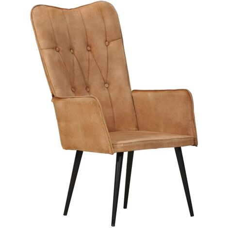 Sillón orejero de lona marrón vidaXL