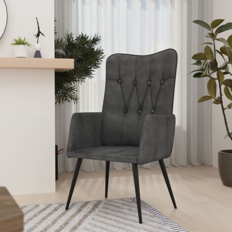 Sillón orejero de lona negro vidaXL