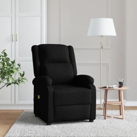 Sillón orejero de masaje de tela negro vidaXL