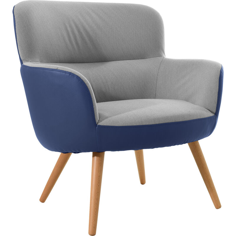 Fauteuil Pärumm Kai Tapissé Bicolore Bleu/Gris 77x73,4x81,4 cm