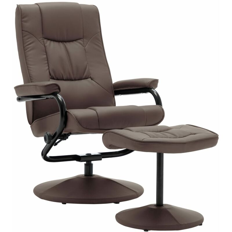 

Sillón para TV con Reposapiés Cuero Sintético Marrón - Marrón - Vidaxl