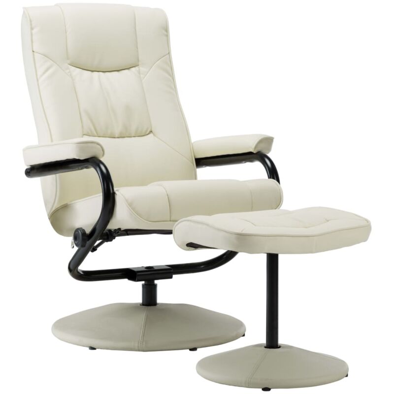 

Sillón para TV con Reposapiés Cuero Sintético Crema - Crema - Vidaxl