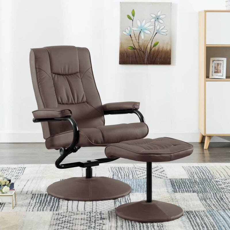

Sillon para la TV con reposapies cuero sintetico marron