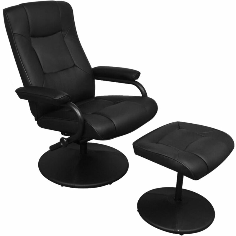 

Sillon para la TV con reposapies de cuero artificial negro