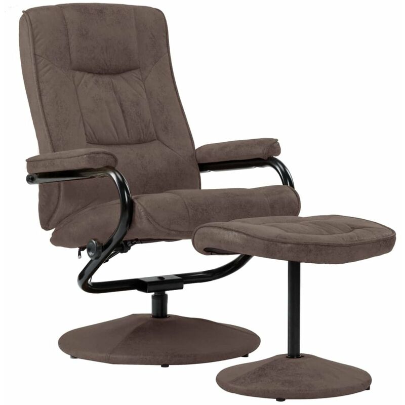 

Sillon para la TV con reposapies piel de ante sintetica marron