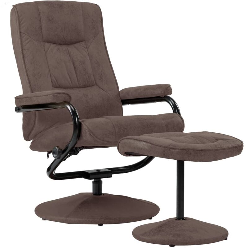 

Sillón para la TV con reposapiés piel de ante sintética marrón